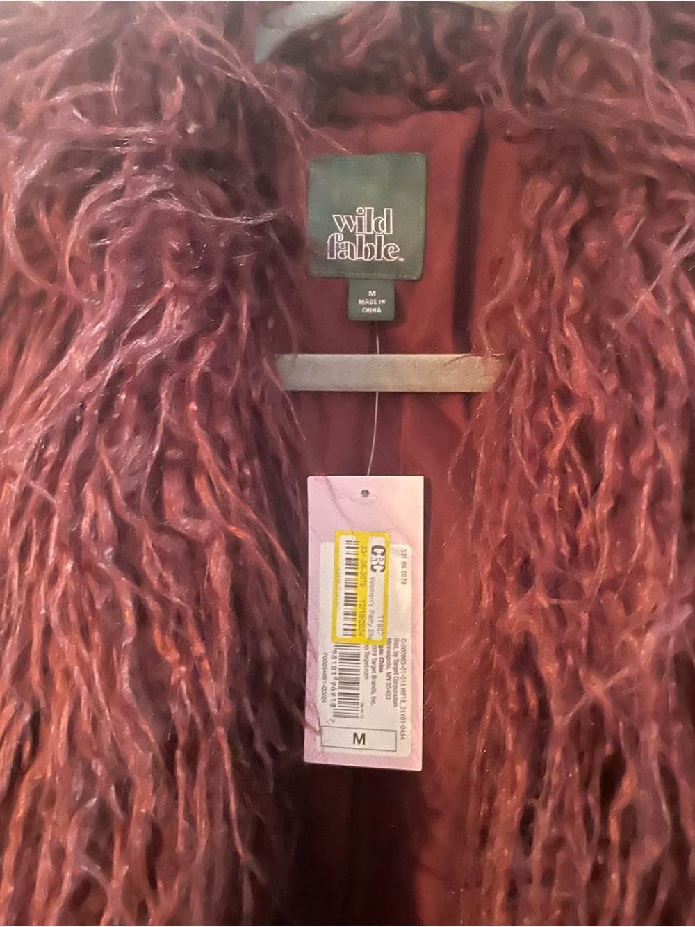 wild fable Faux Fur Shag Jacket in Deep Wine - Picture 4 of 4